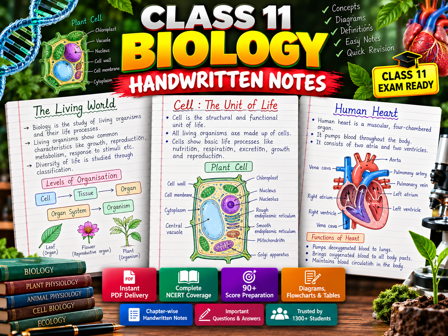 Class 11 Biology Handwritten Notes PDF | Complete NCERT Biology Notes | CBSE Exam Preparation 2026–27
