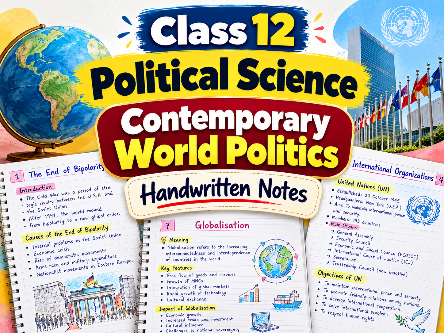 Class 12 Political Science Contemporary World Politics Handwritten Notes PDF