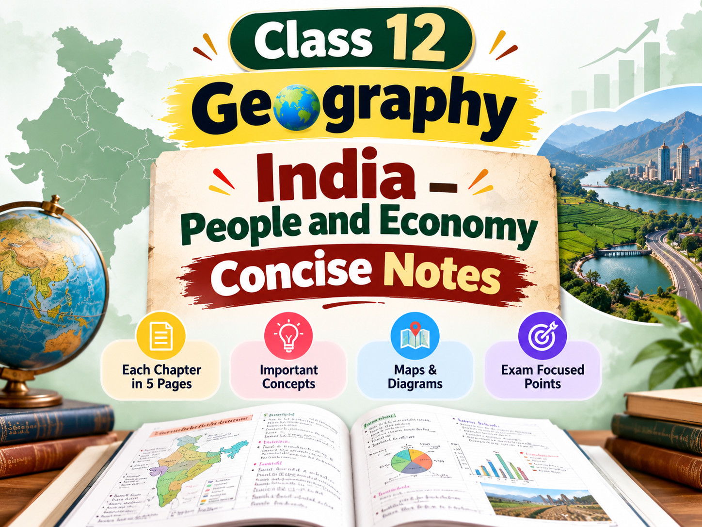 Class 12 Geography India – People and Economy Concise Notes PDF