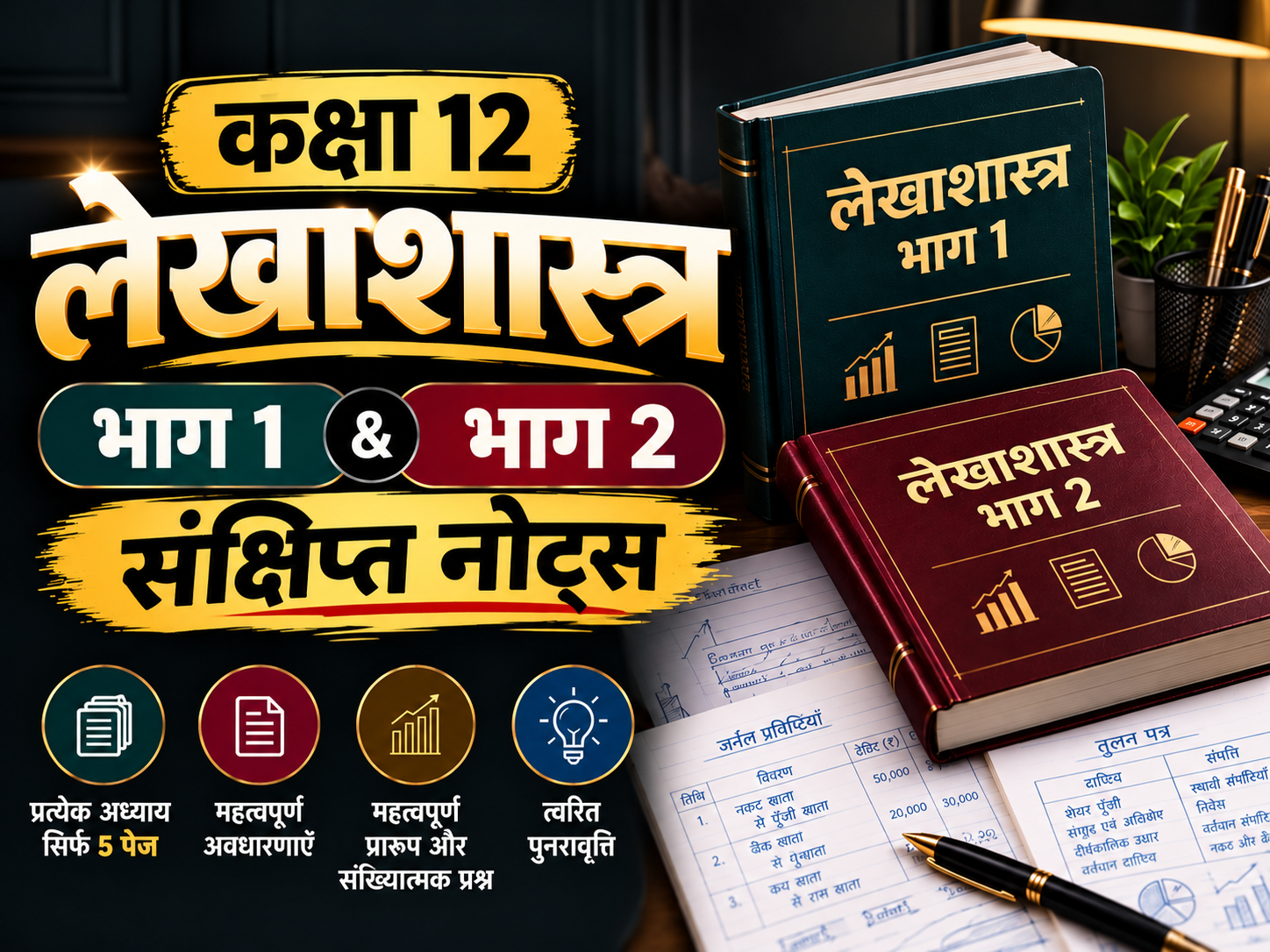 कक्षा 12 लेखाशास्त्र भाग 1 एवं भाग 2 संक्षिप्त नोट्स PDF | Class 12 Accountancy Concise Notes