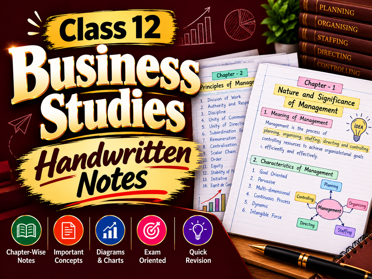 Class 12 Business Studies Handwritten Notes PDF | CBSE Class 12 Business Studies Chapter-Wise Notes