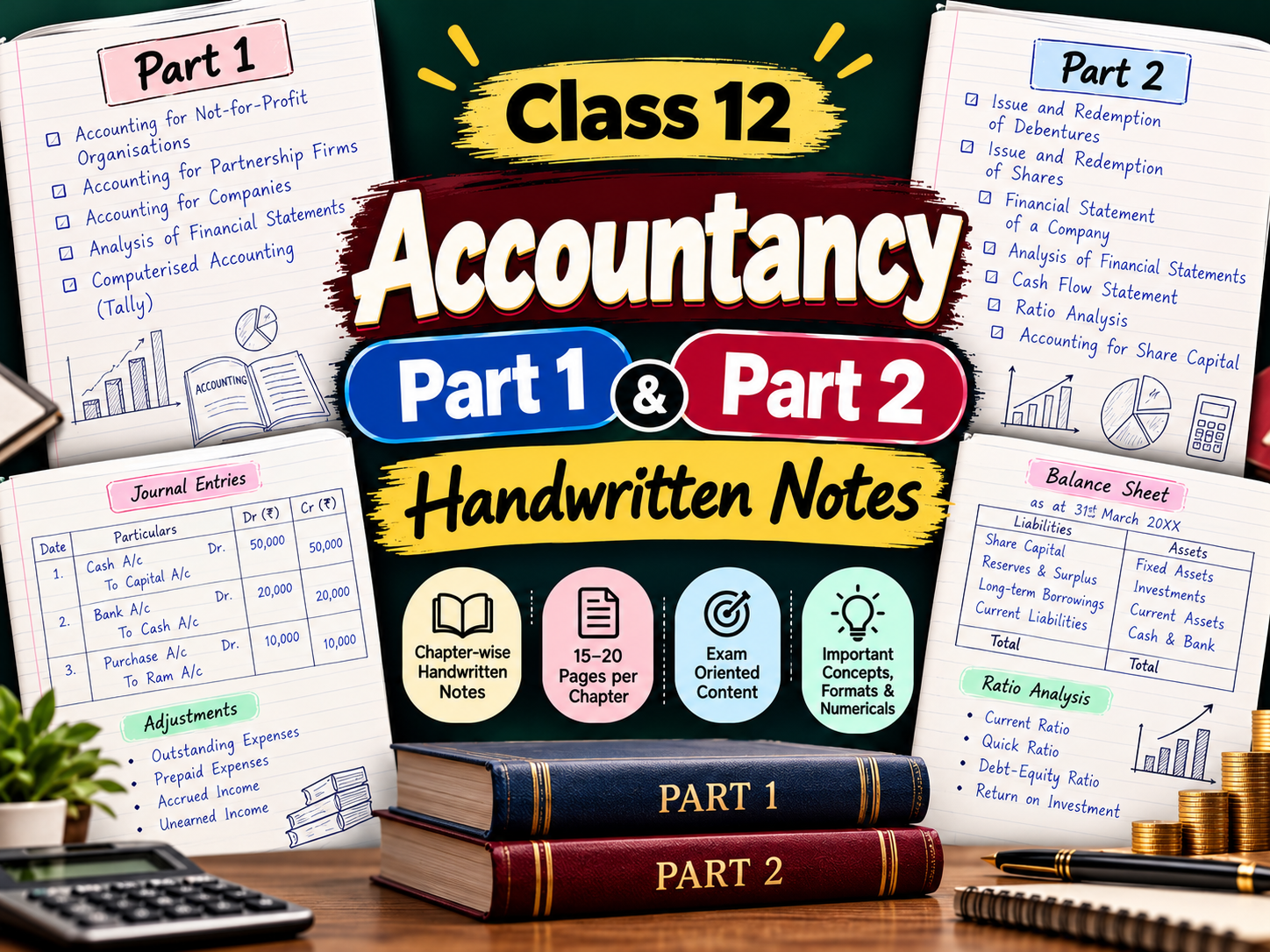Class 12 Accountancy Part 1 & Part 2 Handwritten Notes PDF | CBSE Class 12 Accountancy Notes
