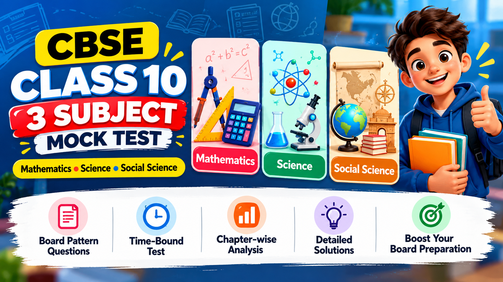 Combo CBSE Class 10 Mock Test 2027 | SET-1 | Maths, Science & SST | Moderate Level